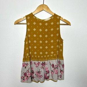 Altar’d State Boho Floral Paisley Peplum Tank Top S